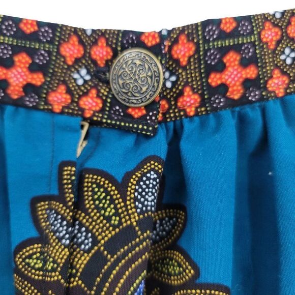 Vtg 70's Womens Skirt Handmade Full Maxi Medallion Psychedelic Fanfare Teal Sz X - Picture 3 of 9